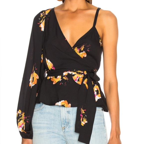 A.L.C. Tops - ALC 100% Silk Floral One Shoulder Floral Blouse Size 12